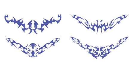 Symmetrical Design Compilation with Futuristic Tribal - A unique set of tribal vector shapes suitable for various design needs.