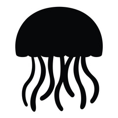 jellyfish vector silhouette icon - , ideal for wildlife, safari, and animal-themed illustrations.