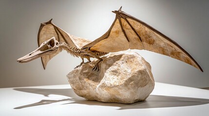 Fototapeta premium Prehistoric Pterosaur Fossil Skeleton