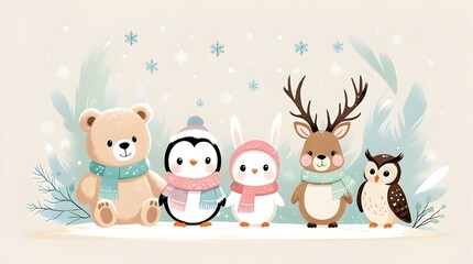 Naklejka premium Adorable winter scene