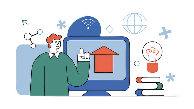 e learning graduate certificate program concept man use computer laptop for online study study knowledge to creative thinking idea and problem solving solution internet education course deg 33853954 1