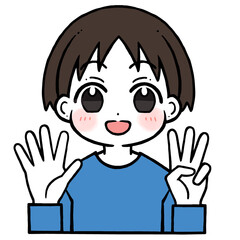 8を出す男の子のイラスト