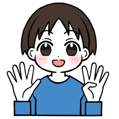 9を出す男の子のイラスト