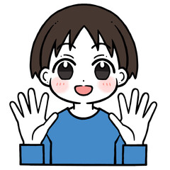 10を出す男の子のイラスト