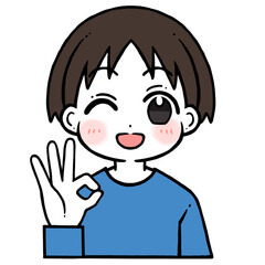 OKポーズをする男の子のイラスト
