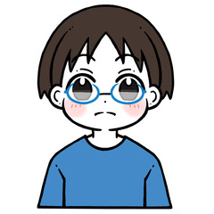 驚く眼鏡の男の子のイラスト