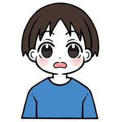 Obraz premium 口を開けて驚く男の子のイラスト