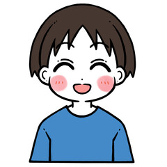 照れる笑顔の男の子のイラスト