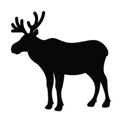moose vector silhouette icon - , ideal for wildlife, safari, and animal-themed illustrations.