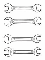 New wrench line art simple geometric illustration.eps