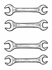 New wrench line art minimalist design concept.eps