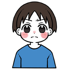 怒った顔の男の子のイラスト