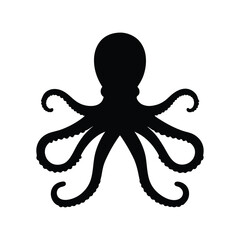 octopus vector silhouette icon - , ideal for wildlife, safari, and animal-themed illustrations.