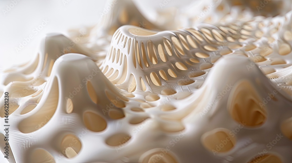 Poster abstract 3d printed object with intricate, organic patterns