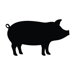 pig vector silhouette icon - , ideal for wildlife, safari, and animal-themed illustrations.