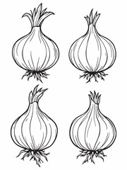 Onion Line Art Minimalist Drawing for Modern Design.eps