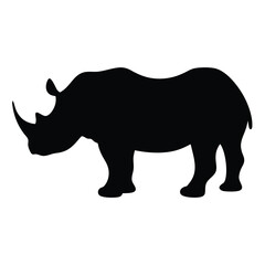 rhino vector silhouette icon - , ideal for wildlife, safari, and animal-themed illustrations.