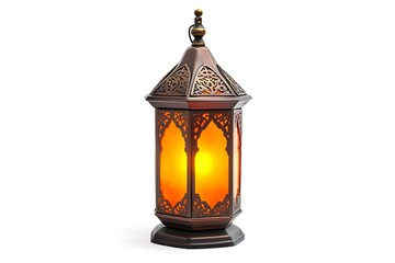 Fototapeta premium Elegant Ornate Lantern with Warm Glowing Light Ramadan Decor