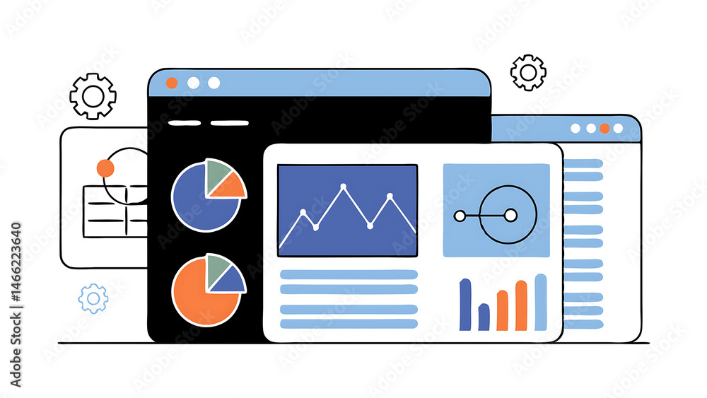 Poster quality improvement and cost management visualization for success digital interface showcasing strat