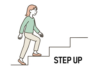 ステップアップする若い女性のイラスト