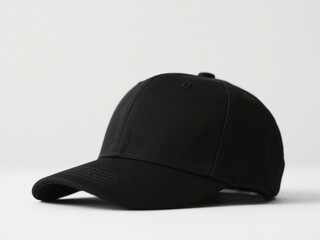 Fototapeta premium Black stylish cap on a light background 