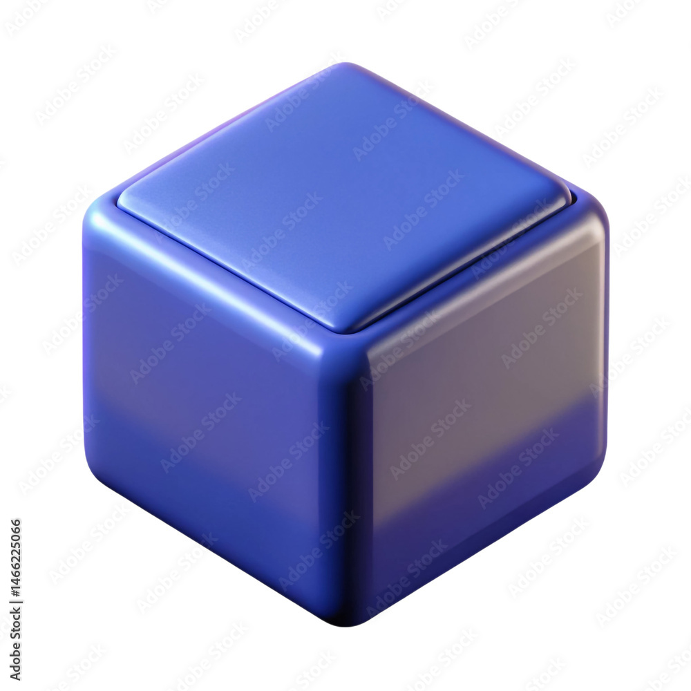 Poster sleek 3d blue cube icon perfect for ui design on transparent background