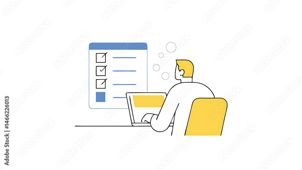 Aufkleber business performance monitoring and evaluation concept take an assessment business man using laptop 