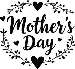 Beautiful Happy Mother's Day Floral Heart Design | Mother's Day Graphic