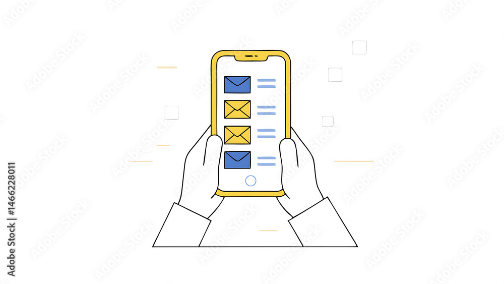 Poster businessman using smartphone with email business email communication in the digital age new messages