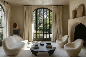 Elegant beige living room interior design