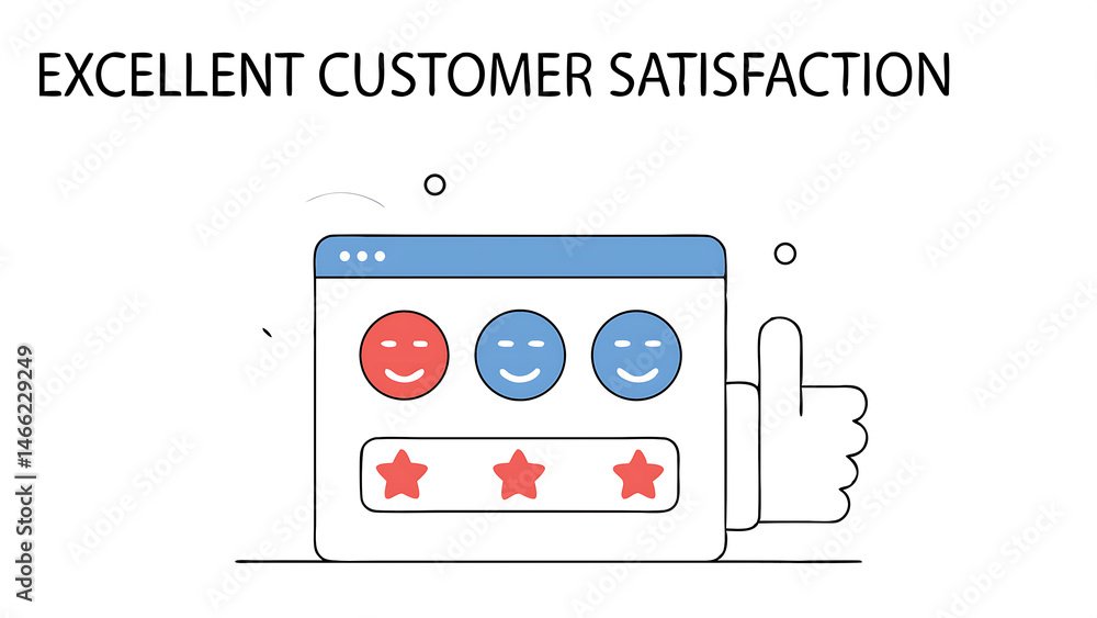 Poster customer review satisfaction feedback survey concept man using a pen to draw happy smiling face on a