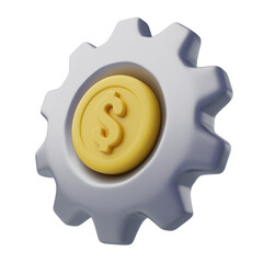 3D of Coins gear, Make people finish work concept.