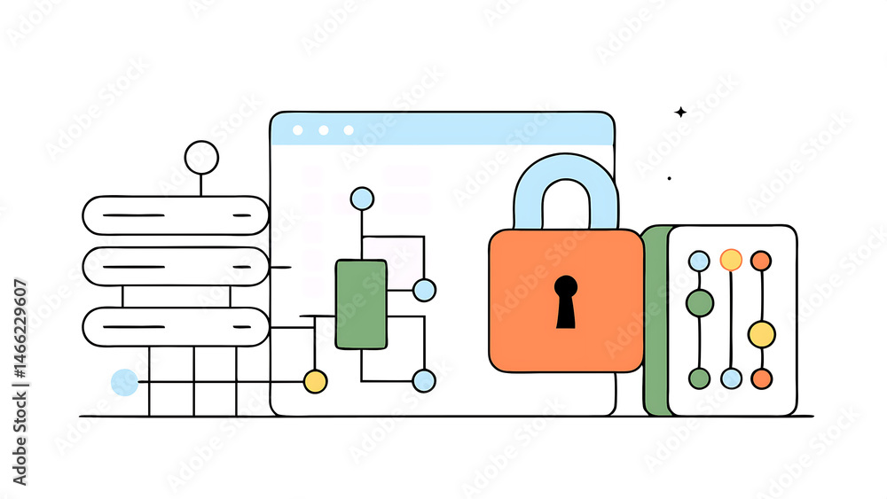 Poster cyber security concept secure internet access future technology and cybernetics user privacy securit