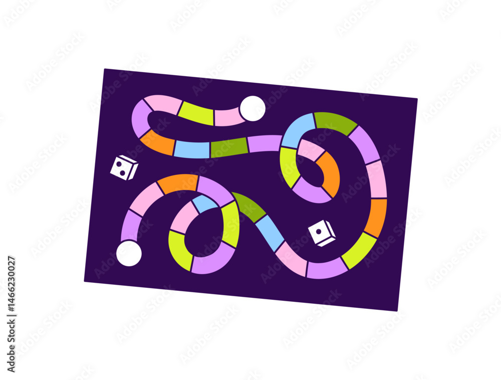 Wall mural snakes and ladders board game. map of boardgame with dices to play. maze with pieces of path to step