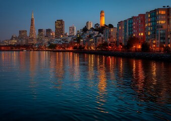 San Francisco Skyline Dusk Reflection.