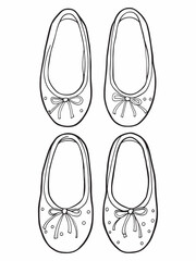 Pink Ballet Shoes Line Art Beautiful Dance Illustration.eps