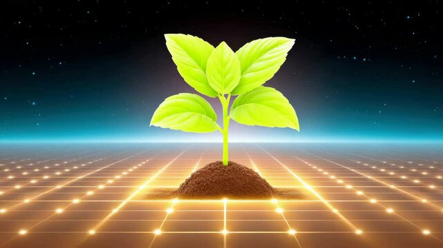 A plant or tree growing steadily symbolizes the growth of returns from long-term investments. The compounding of returns, interest, and dividends.
