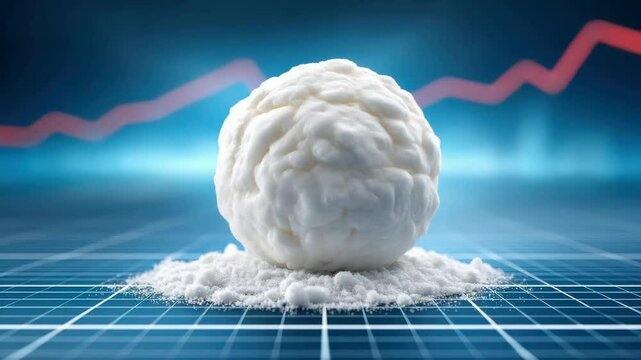 The snowball investment concept. Building long-term returns through investments in stocks, bonds, government securities, and commodities such as gold.