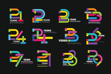 Anniversary Logo Template 21-29 set
