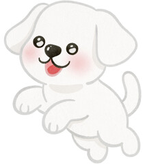 Cute Dog paper texture hand drawn illustration with transparent background