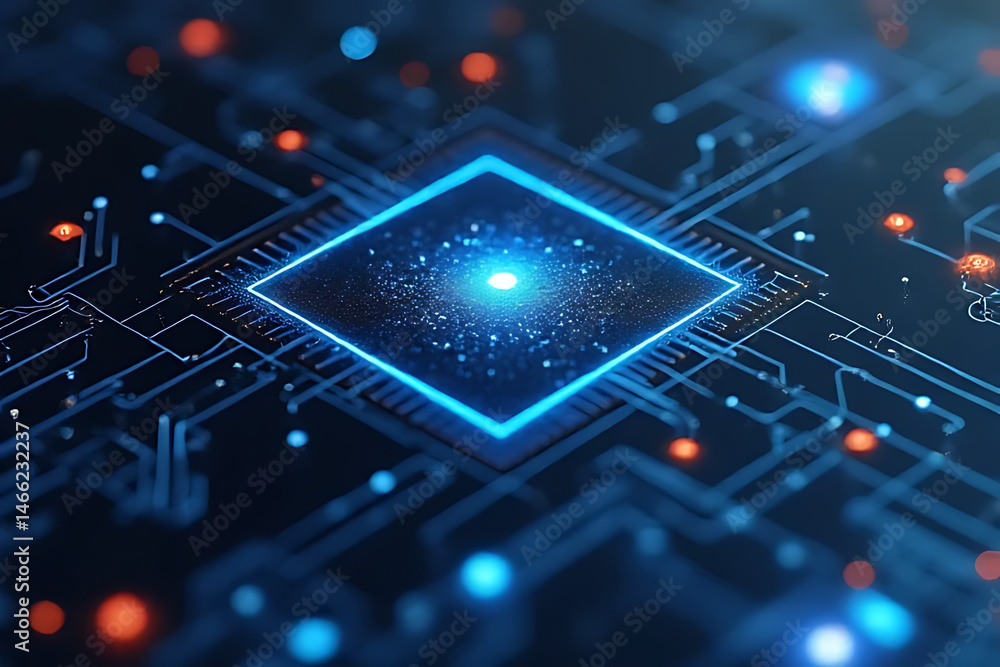 Aufkleber advanced digital circuitry lab futuristic environment with close-up abstract innovations