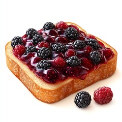 Delicious toast topped with raspberry and blackberry jam, a perfect breakfast treat.