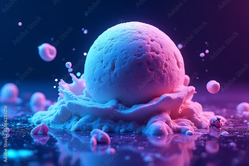 Aufkleber ice cream splash action colorful dessert scene abstract environment dynamic viewpoint