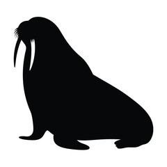 walrus vector silhouette icon - , ideal for wildlife, safari, and animal-themed illustrations.