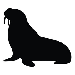 walrus vector silhouette icon - , ideal for wildlife, safari, and animal-themed illustrations.