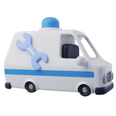 3D Repair Van Icon with Wrench Symbol