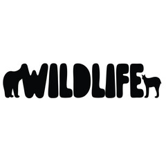 Obraz premium wildlife text with animal silhouettes vector silhouette icon - , ideal for wildlife, safari, and animal-themed illustrations.