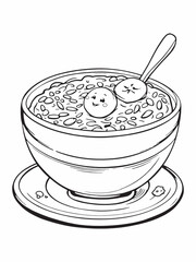 Porridge Bowl of healthy baby food simple line art.eps