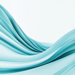 Obraz premium Abstract teal flowing waves on a white background