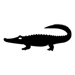 crocodile vector silhouette icon - , ideal for wildlife, safari, and animal-themed illustrations.
